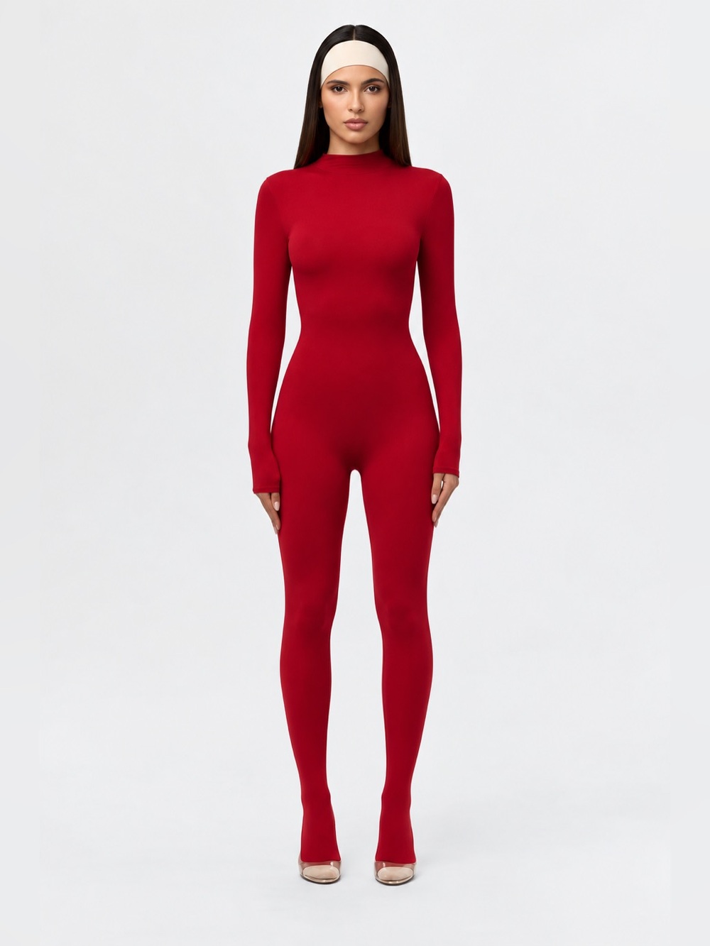 Naked Wardrobe Naked Closed Toe Jumpsuit Red
